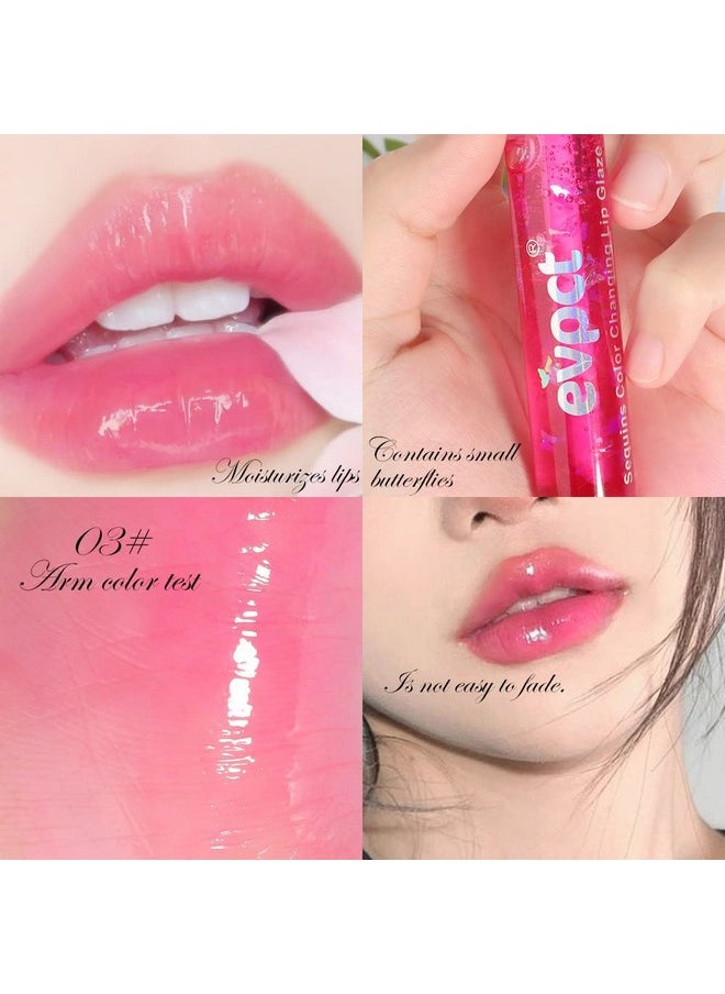 BINGBRUSH 3 Pcs Color Changing Lip Gloss Lipstick Pink Magic Mood Lip Oil Tintedtemperature Color Change Lip Stain Lip Balm Longlasting Lips Will Not Dry Out  - Image 4