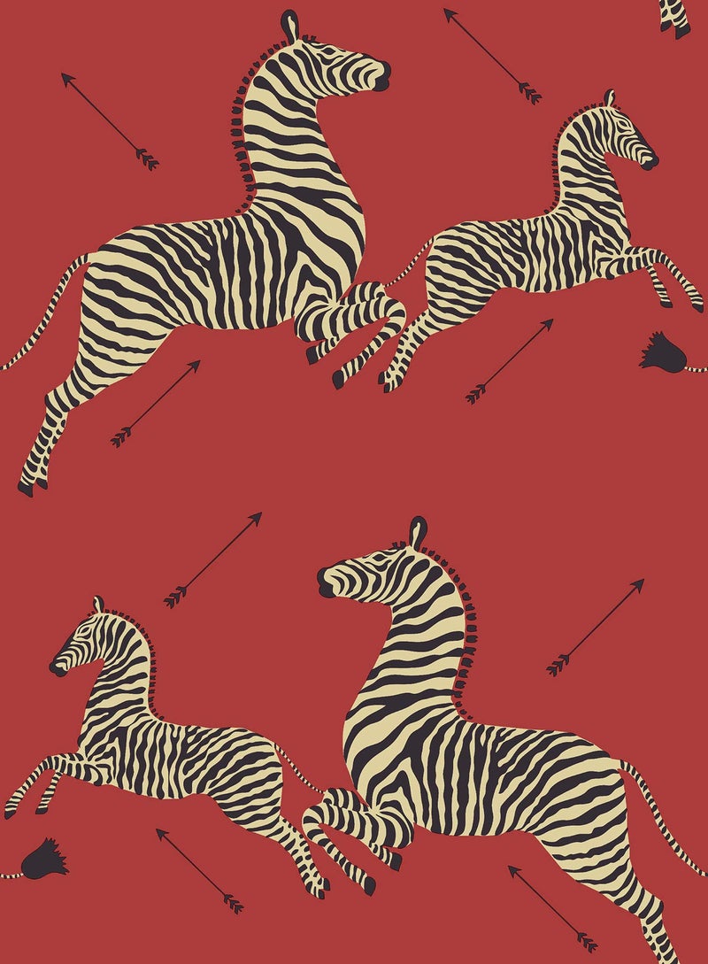 NuWallpaper x Scalamandre Red Masai Zebra Safari Self Adhesive Wallpaper SCS3869