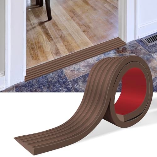 Heonay Threshold Ramps for Doorways Self-Adhesive Rubber Ramps for Door Threshold Rubber Door Threshold Ramp for Wheelchair Stroller Scooter Reducer Ramp (Brown, 3” Wide x 3.3' Long) - Image 1