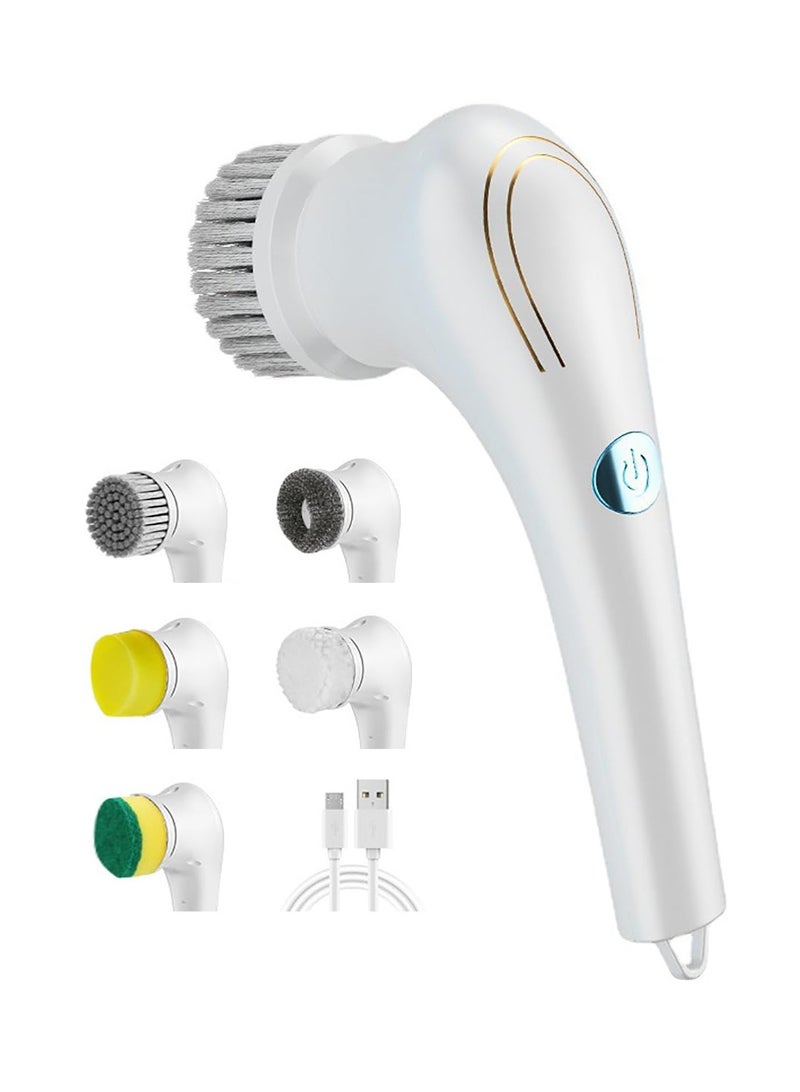 SYOSI Electric Spin Scrubber, Rechargeable Handheld Cleaning Brush, with 5 Replaceable Brush Heads, Strong Decontamination and Waterproof, Power Scrubber Mop for Wall Bathtub Window Kitchen Sink Shoes - Image 1