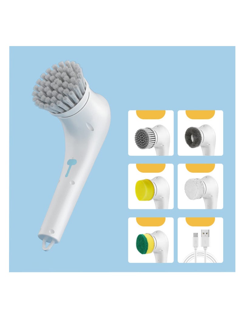 SYOSI Electric Spin Scrubber, Rechargeable Handheld Cleaning Brush, with 5 Replaceable Brush Heads, Strong Decontamination and Waterproof, Power Scrubber Mop for Wall Bathtub Window Kitchen Sink Shoes - Image 5
