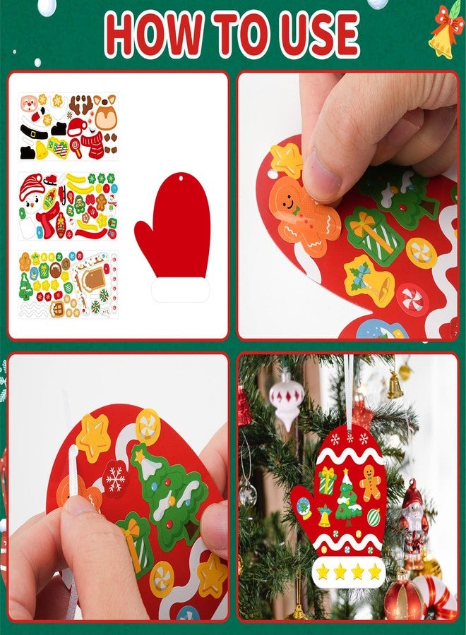 COCHIE DIY Christmas Craft Kits for Kids, 24Pcs Christmas Tree Ornaments Hanging Craft DIY Santa Claus Gingerbread House Crafts Kit Christmas Penguins Reindeer Gloves Christmas Tree Crafts for Kids (24Pcs) - Image 3