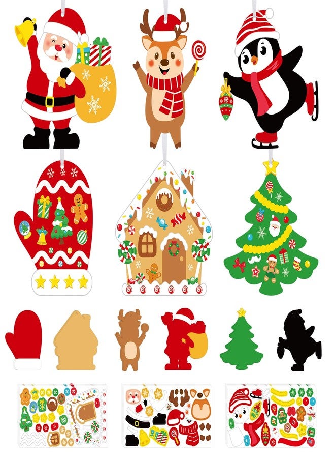 COCHIE DIY Christmas Craft Kits for Kids, 24Pcs Christmas Tree Ornaments Hanging Craft DIY Santa Claus Gingerbread House Crafts Kit Christmas Penguins Reindeer Gloves Christmas Tree Crafts for Kids (24Pcs) - Image 1