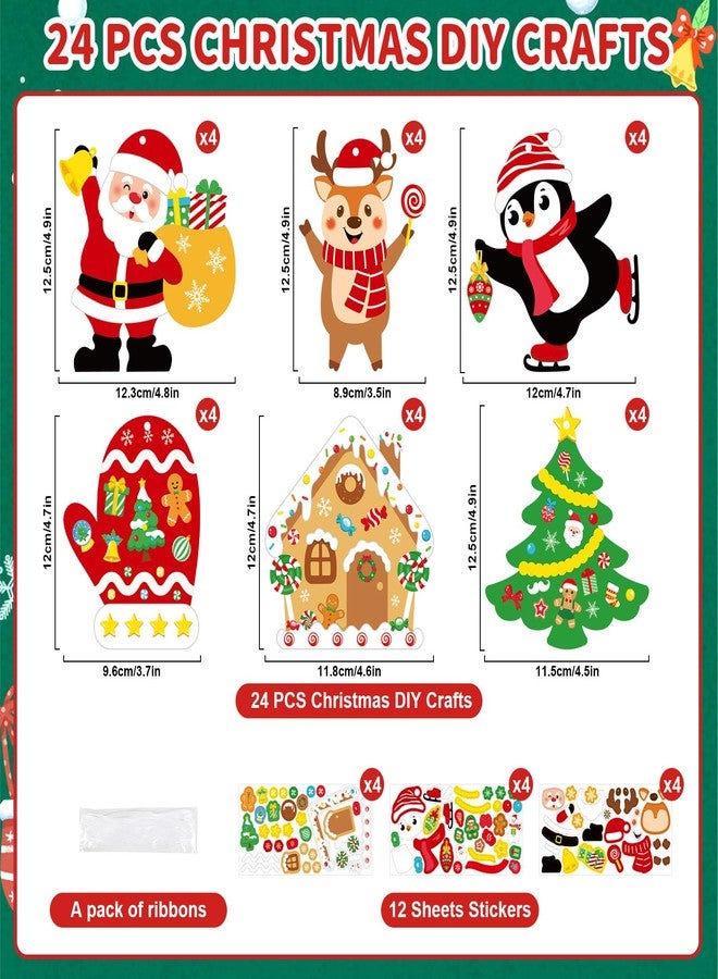 COCHIE DIY Christmas Craft Kits for Kids, 24Pcs Christmas Tree Ornaments Hanging Craft DIY Santa Claus Gingerbread House Crafts Kit Christmas Penguins Reindeer Gloves Christmas Tree Crafts for Kids (24Pcs) - Image 2