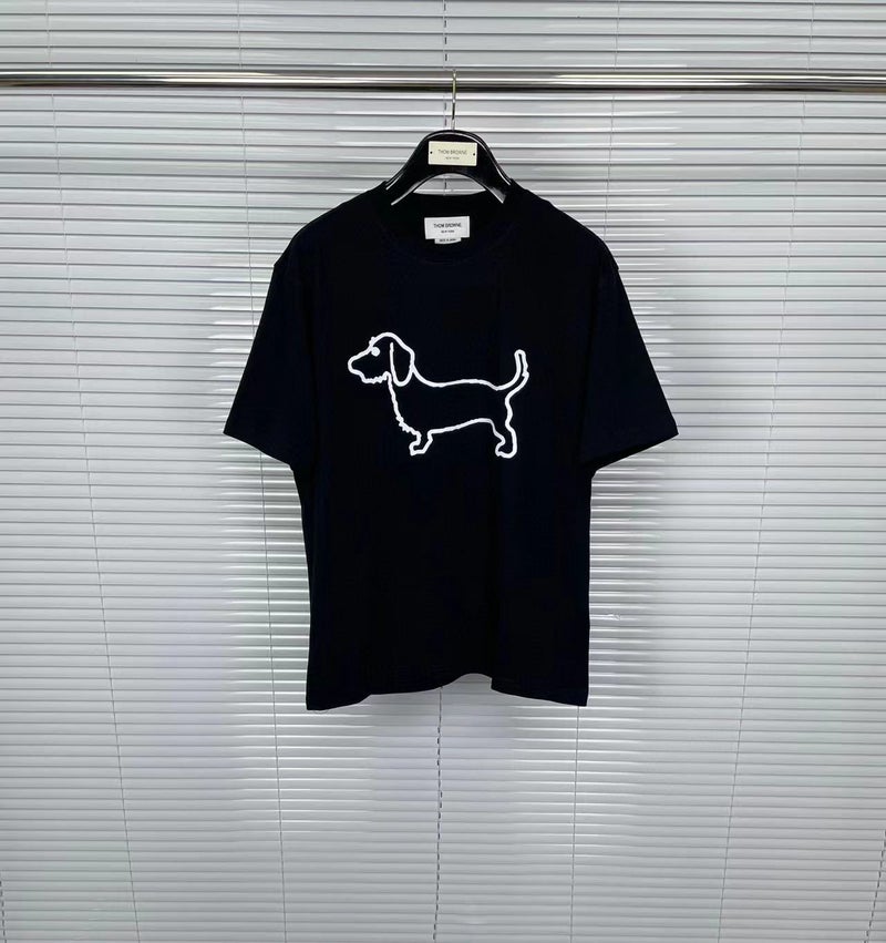 Tb Tom Pure Color Puppy Print Round Neck Short-Sleeved Casual, Comfortable And Versatile T-Shirt - Image 1
