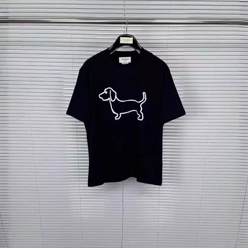 Tb Tom Pure Color Puppy Print Round Neck Short-Sleeved Casual, Comfortable And Versatile T-Shirt - Image 5