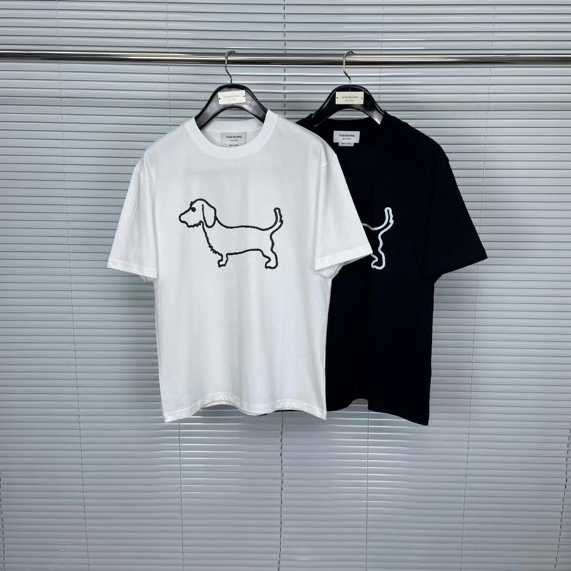 Tb Tom Pure Color Puppy Print Round Neck Short-Sleeved Casual, Comfortable And Versatile T-Shirt - Image 2