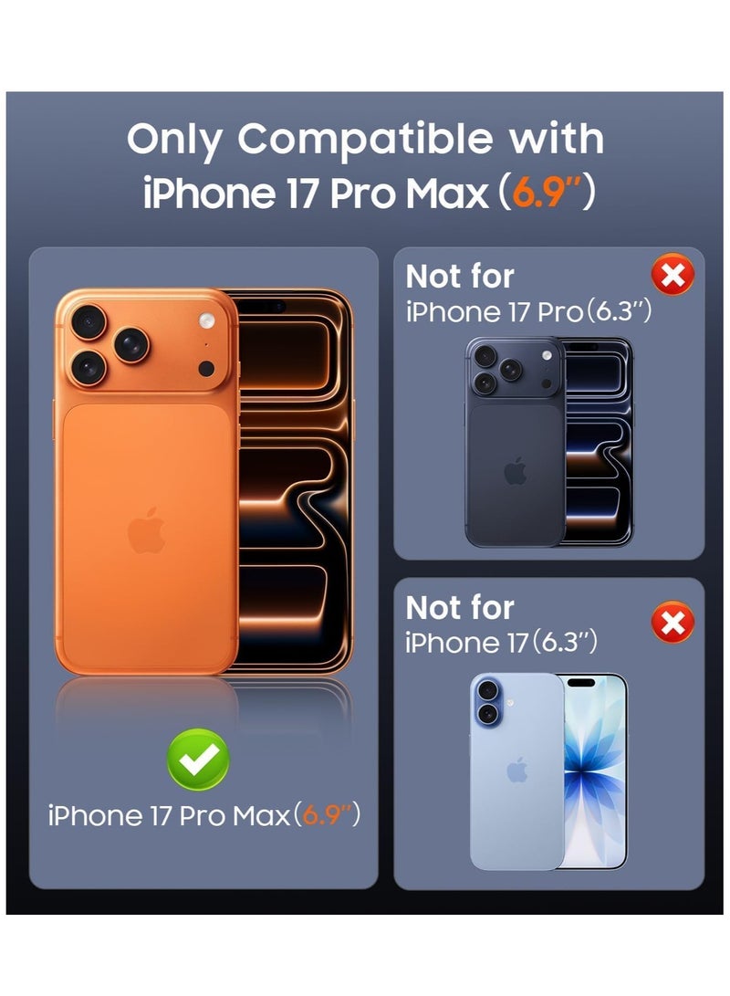 حومة جراب حماية لهاتف iPhone 17 Pro Max مع MagSafe، مقاوم للاصفرار، غطاء حماية كامل لعدسة الكاميرا، جراب هاتف شفاف ناعم مطلي، متوافق مع iPhone 17 Pro Max مقاس 6.9 بوصة - Image 2