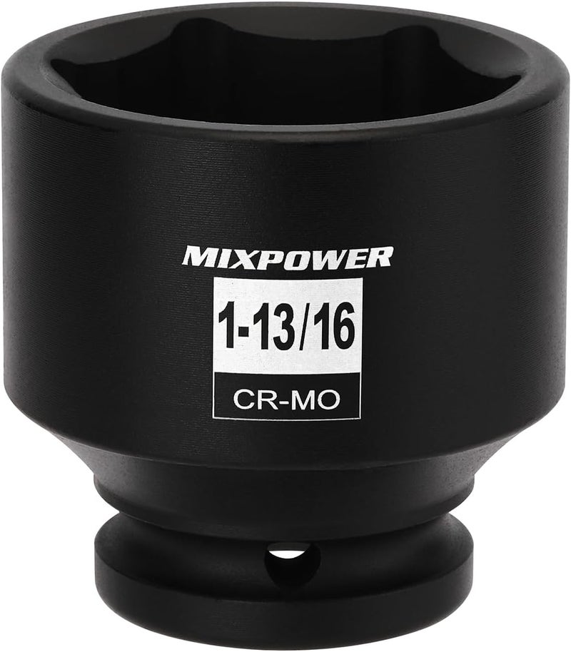 MIXPOWER 3/4" Drive Shallow Impact Socket, CR-MO, 1-13/16", SAE, 6 Point, Axle Nut Impact Grade Socket for Easy Removal - Image 1