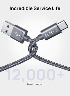 JSAUX 3.1A Fast Charging [3-Pack 6.6Ft], Type C Cable USB-A to USB-C Charge Cord Compatible with Samsung Galaxy S20 S10 S9 S8 Plus, Note 10 9 8, LG, USB C Charger and More-Grey 
