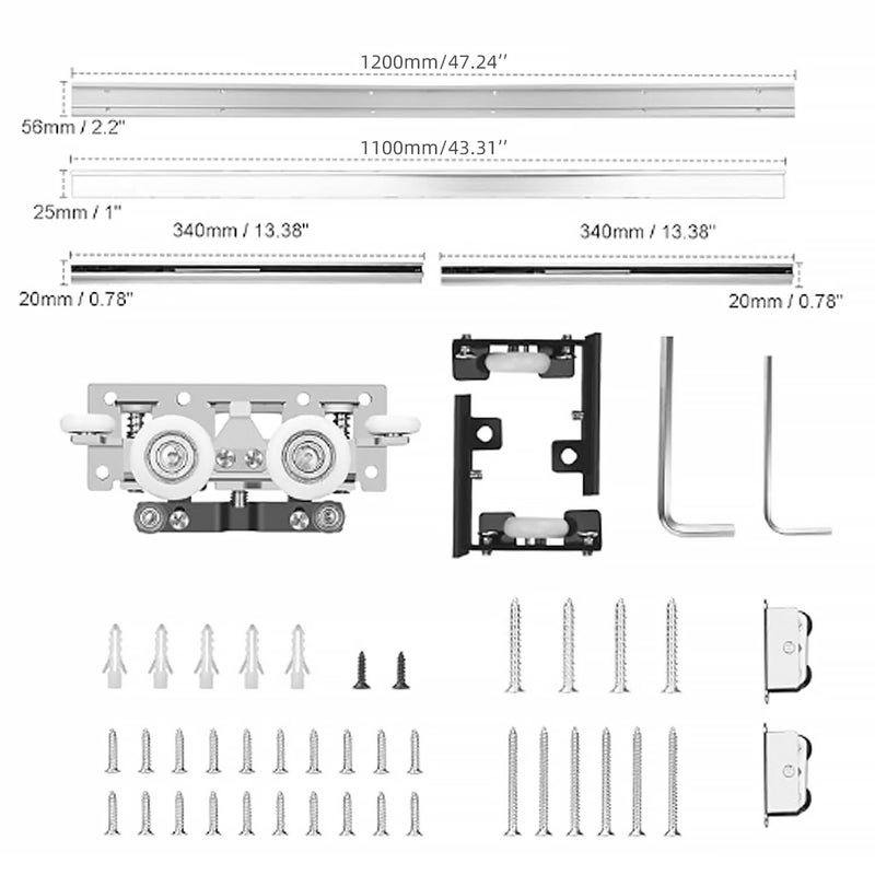 lukar Concealed Sliding Barn Door Hardware Kit,48" Heavy Duty Sliding Door Hardware and Track Kit, Quiet Barn Door Track System, Hidden Barn Door Hardware Kit for Interior Doors - Image 3