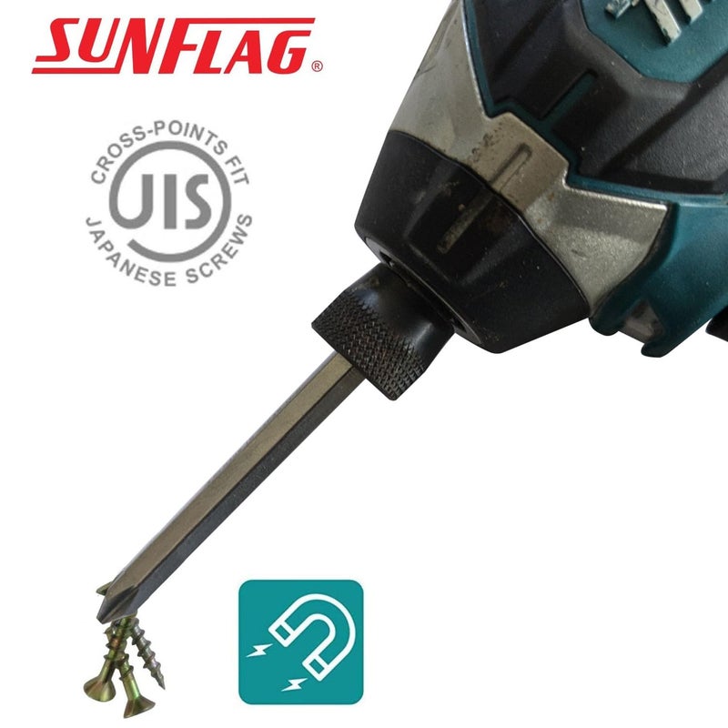 Sunflag +1 +2 +3 JIS Screwdriver Bits | 10 Piece Set | Made in Japan - Image 3