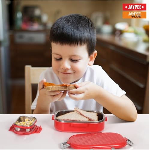 JAYPEE Snapsteel Inner Stainless Steel Insulated Lunch Box,Red, 650 ml, Airtight Tiffin Box for School Kids |Spillproof with Silicon Seal | Food Grade | BPA Free - Image 4