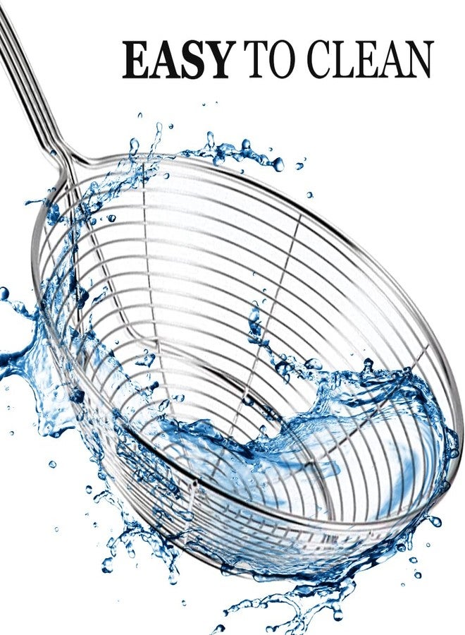 COMFECTO Set of 5.5 Inch Stainless Steel Asian Spider Strainer and 4 Inch Fine Mesh Skimmer Wire Scoop Food Fryer Spoon to Drain Pasta Deep Fry Skimmer Oil - Image 5