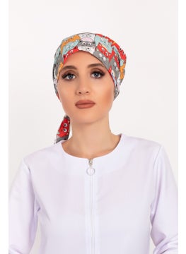 Nur Medikal Giyim Nur Medical Clothing Orange Cat Patterned Hijab Doctor Nurse Hospital Cook Surgical Cap  - Image 2