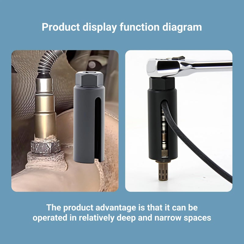 Apeixoto Oxygen Sensor Socket with Side Wire Cutout 3/8â€ Inch Drive x 7/8â€ (22mm) fits All Vehicle O2 Removal and Installation Offset Oxygen Sensor Socket - Image 2
