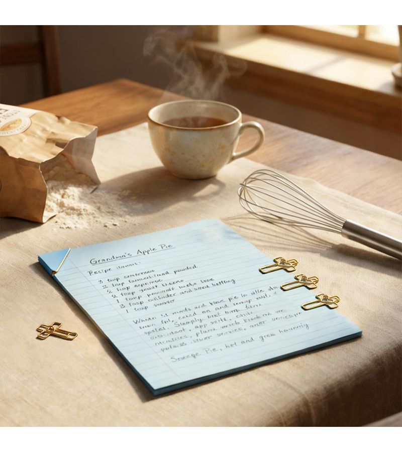 Golden Heart Shaped Cross Paper Clips 10 Pcs School Bible Bookmark Gift - Image 5