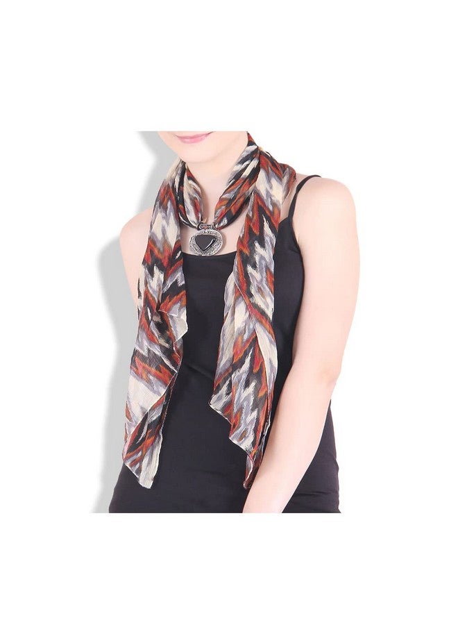Malvina Scraf Women Cotton Linen Printed Necklace Pendant Scarf (Pink) - Image 4