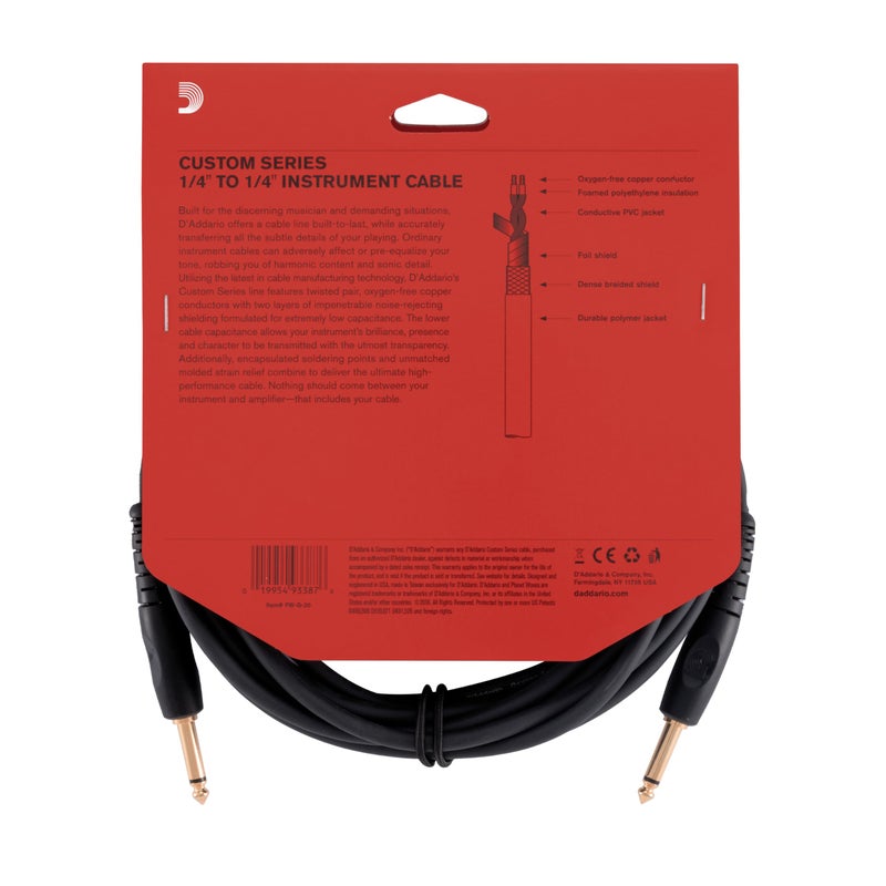 Planet Waves كابل جيتار د'أداريو - سلك جيتار - نهايات محمية - 1/4 بوصة ذكر إلى 1/4 بوصة ذكر - سلسلة مخصصة - 20 قدم/7.62 متر - نهايات مستقيمة - 1 عبوة - Image 4