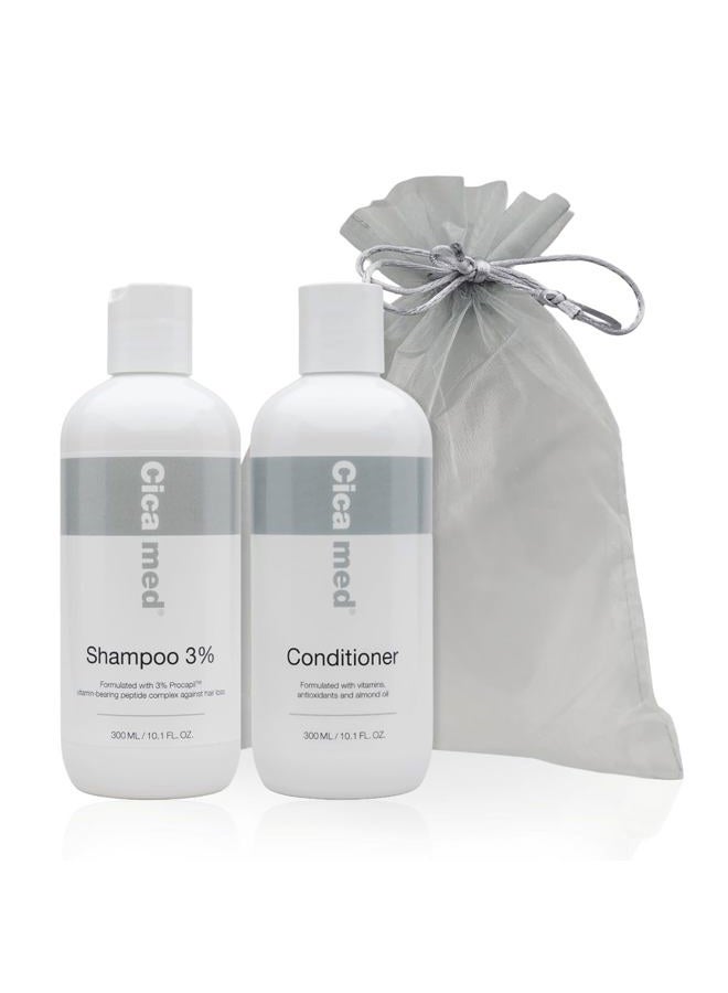 Cicamed Hair Loss Treatment, Shampoo 3% Procapil and Conditioner Set, Organic Science - Image 1