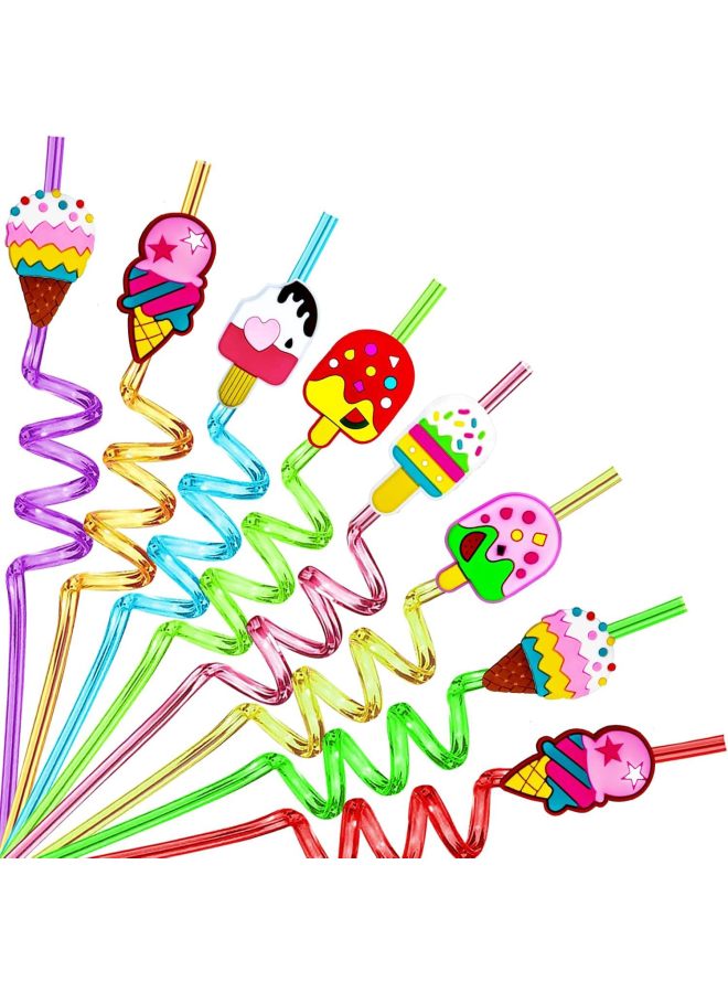 Ice Cream Series Spiral Straw Suit Direct Children's Party Reusable-Color:Ice Cream 2 - Image 1