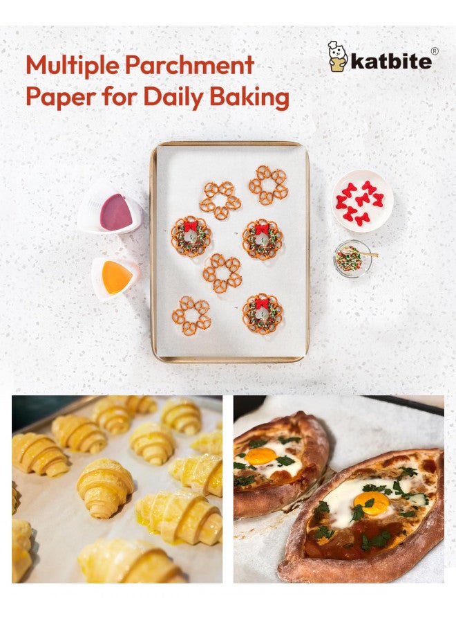 Katbite 16x24 inch Heavy Duty Parchment Paper Sheets, 100Pcs Precut Non-Stick Full Parchment Sheets for Baking, Cooking, Grilling, Frying and Steaming, Full Sheet Baking Pan Liners, Commercial Baking - Image 4