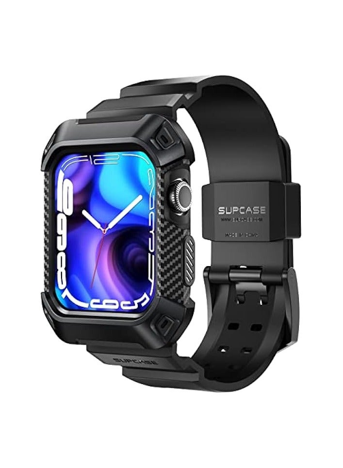 SUPCASE Unicorn Beetle Pro Series Case Designed for Watch Series 9/8/7 [45mm], Rugged Protective Case with Strap Bands for Watch series 6/SE/5/4 [44mm] - Black - Image 1