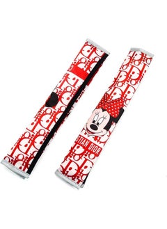 Generic Minnie mouse Dior 2 Pcs Sparkling Seat Belt Cover, Protector from radar fines , Accessories Compatible with All Cars With light reflect feature 