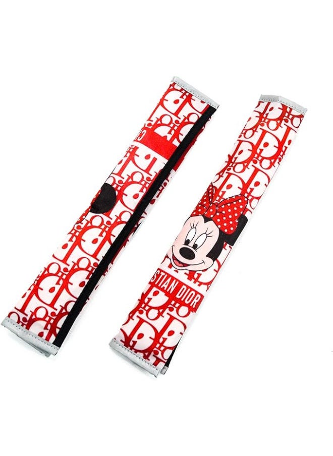 Generic Minnie mouse Dior 2 Pcs Sparkling Seat Belt Cover, Protector from radar fines , Accessories Compatible with All Cars With light reflect feature 