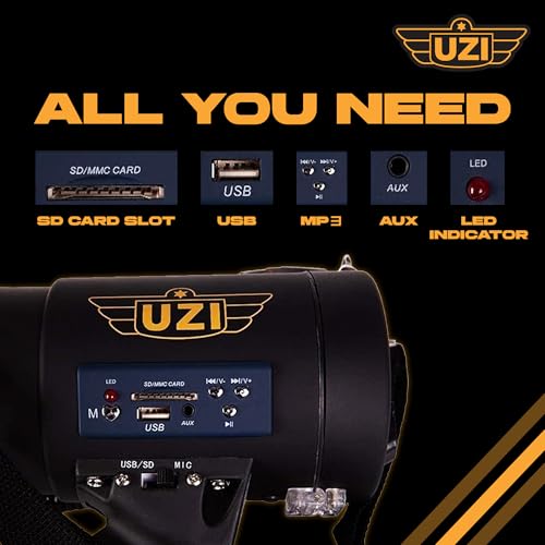 Uzi High Power Loud Big Bluetooth Megaphone 50W, Professional Bullhorn Megaphone Used by First Responders, Police & Agencies, Rechargeable Battery, PA System, Outdoor Activities - Round Shaped - Image 2