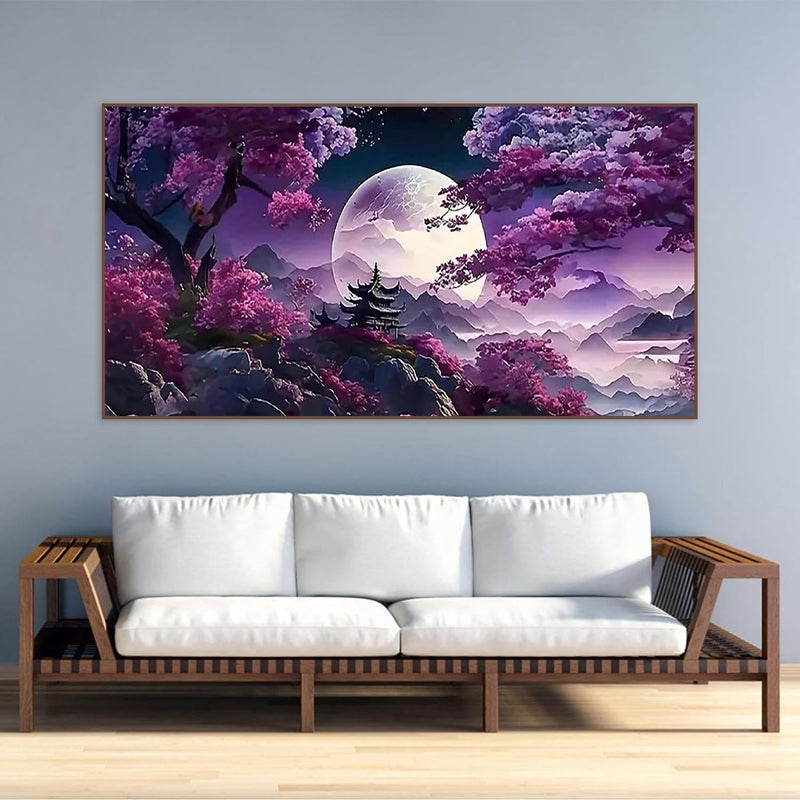 BOHADIY 5D Large Diamond Art Painting,Moon Diamond Painting Kits for Adults,DIY Full Drill Mountain Crystal Rhinestone Arts and Crafts,Tree Gem Art Painting with Diamond Home Wall Decor27.5 X 15.7inch - Image 3