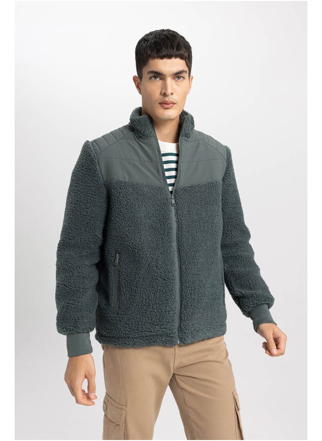 DeFacto Man Modern Fit Stand- Up Collar Long Sleeve Mont  - Image 5