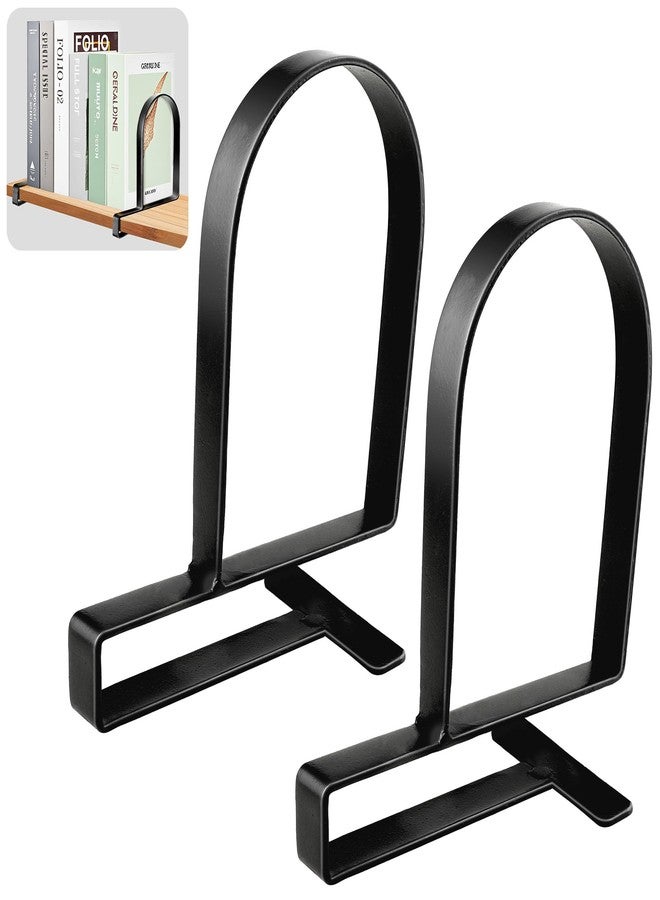 YANGSHUO Book Ends for Shelves: Black Metal Book Ends, Heavy Duty Bookend Supports for Shelves, Non-Skid Book Organizer for Home Office School Supplies - Image 1