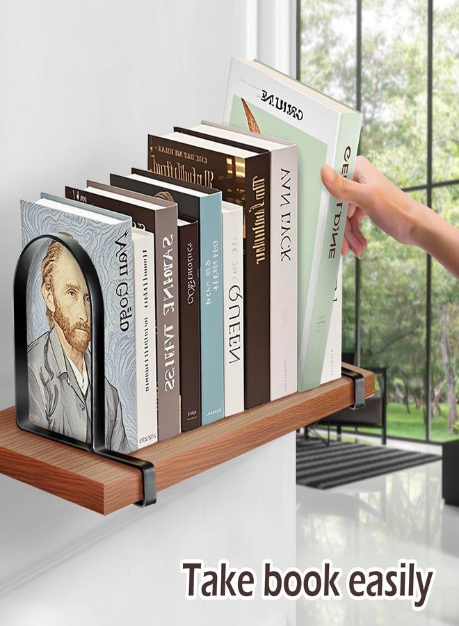 YANGSHUO Book Ends for Shelves: Black Metal Book Ends, Heavy Duty Bookend Supports for Shelves, Non-Skid Book Organizer for Home Office School Supplies - Image 3
