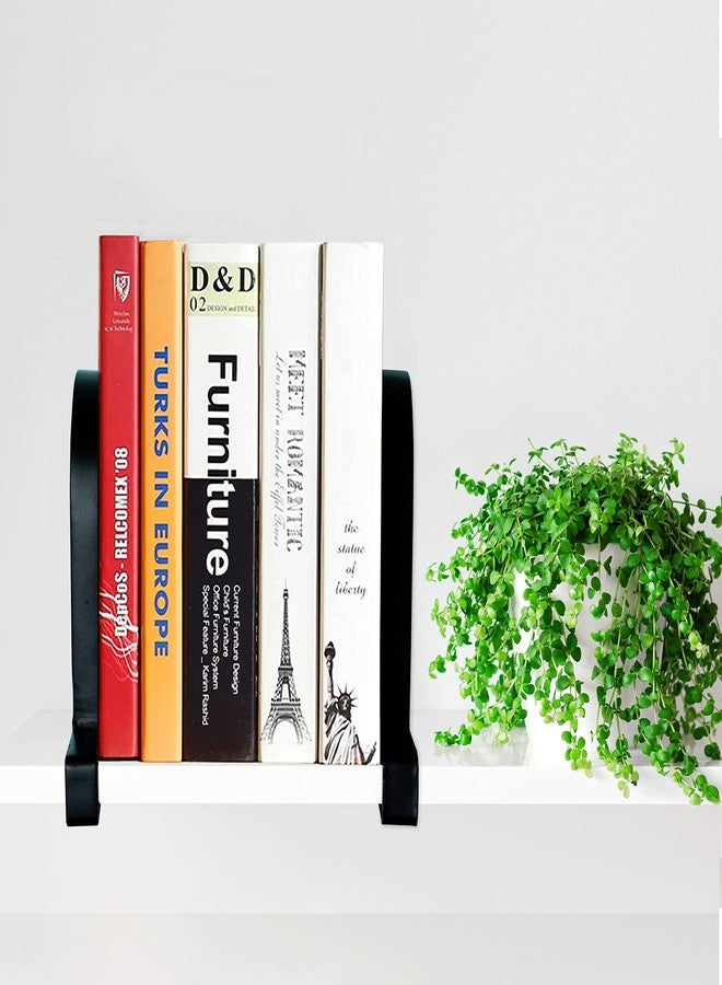 YANGSHUO Book Ends for Shelves: Black Metal Book Ends, Heavy Duty Bookend Supports for Shelves, Non-Skid Book Organizer for Home Office School Supplies - Image 5