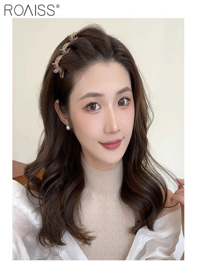 رويس 9 قطع إكسسوارات شعر للنساء، 3 قطع دبابيس شعر على شكل قلب مرصعة بأحجار الراين، 3 قطع مشابك شعر جانبية للجبهة، 3 قطع عصابات رأس مضفرة مزدوجة الطبقات بملمس متشابك، إكسسوارات شعر بسيطة وعصرية - Image 4