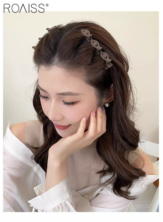 رويس 9 قطع إكسسوارات شعر للنساء، 3 قطع دبابيس شعر على شكل قلب مرصعة بأحجار الراين، 3 قطع مشابك شعر جانبية للجبهة، 3 قطع عصابات رأس مضفرة مزدوجة الطبقات بملمس متشابك، إكسسوارات شعر بسيطة وعصرية - Image 3