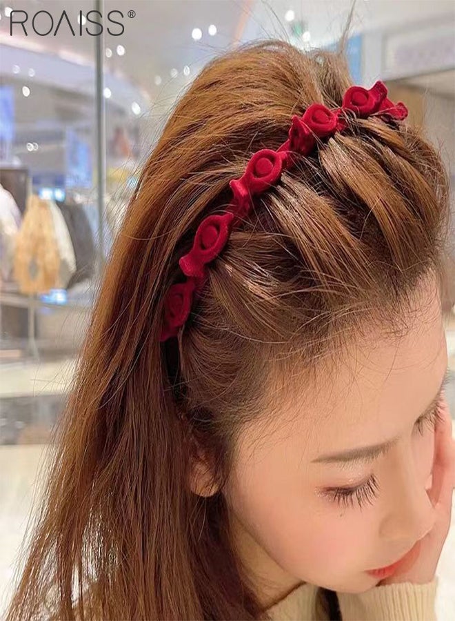 رويس 9 قطع إكسسوارات شعر للنساء، 3 قطع دبابيس شعر على شكل قلب مرصعة بأحجار الراين، 3 قطع مشابك شعر جانبية للجبهة، 3 قطع عصابات رأس مضفرة مزدوجة الطبقات بملمس متشابك، إكسسوارات شعر بسيطة وعصرية - Image 2