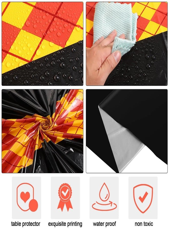 Oudain 3 Pcs 3 Pcs Wizard Tablecloth 54 x 108 Inches Plastic Black Table Cover Red Golden Tablecloth Disposable Magical Party Supplies for Halloween Witch Birthday Party Decoration (Rhombus) - Image 3
