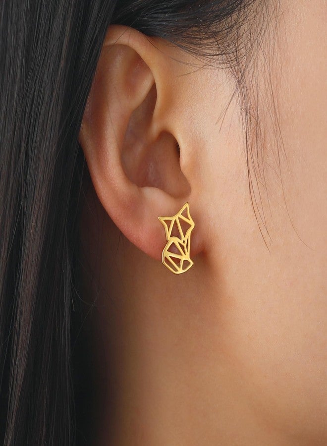 UNIFT Fox Earrings for Women Stainless Steel Geometric Style Fox Stud Earrings Animal Jewelry (gold) - Image 3