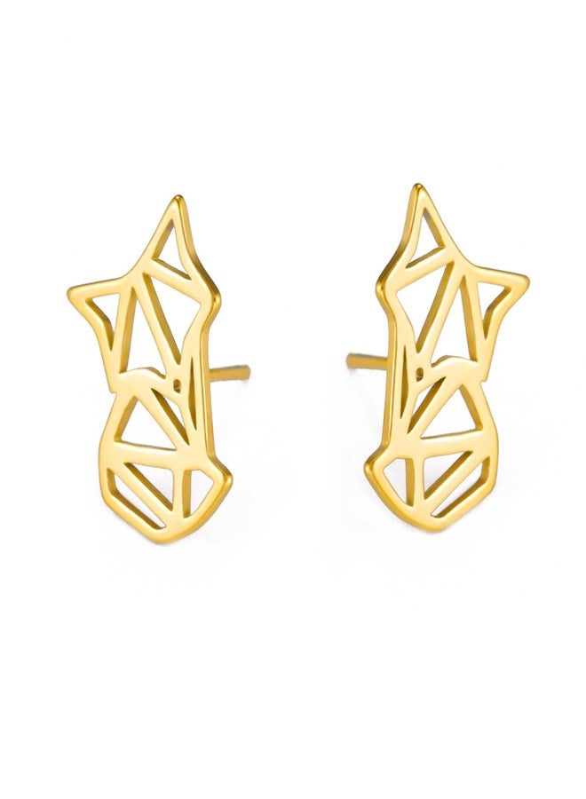 UNIFT Fox Earrings for Women Stainless Steel Geometric Style Fox Stud Earrings Animal Jewelry (gold) - Image 1
