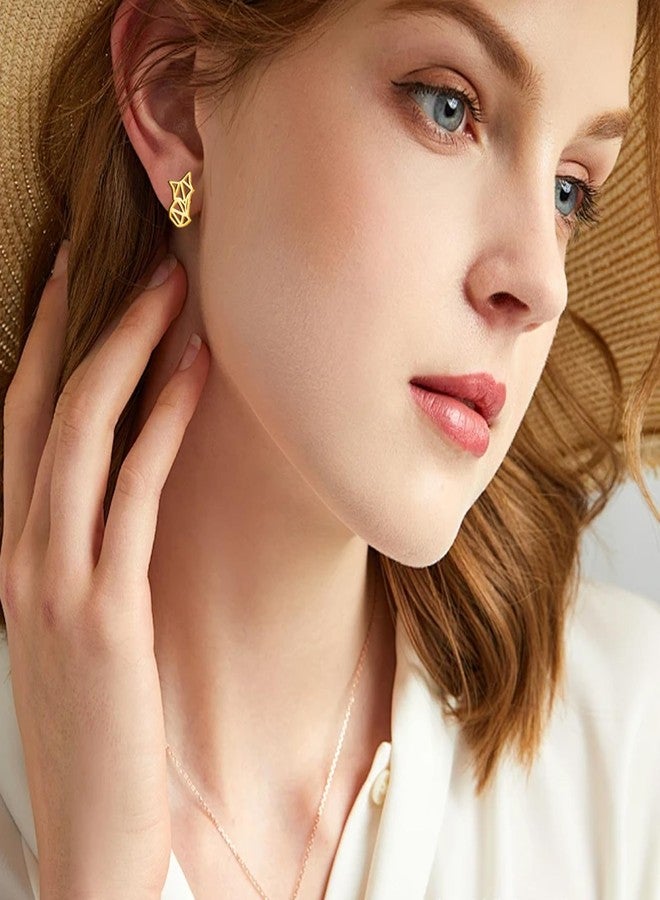 UNIFT Fox Earrings for Women Stainless Steel Geometric Style Fox Stud Earrings Animal Jewelry (gold) - Image 2