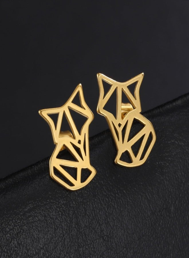 UNIFT Fox Earrings for Women Stainless Steel Geometric Style Fox Stud Earrings Animal Jewelry (gold) - Image 4