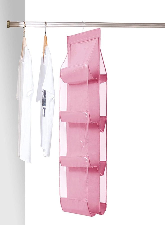 GOMAJO 8 Pocket Hanging Handbag Organizer - Multi-Compartment Purse Storage with Adjustable Hooks - Space-Saving Closet Organizer for Handbags, Purses, Wallets - Durable, Home (Pink) - Image 5
