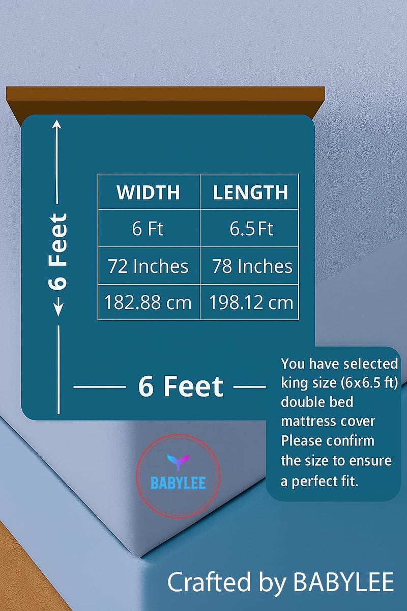 BABYLEE Waterproof Mattress Protector Double Bed 78x72 Ultra Soft Breathable & Fitted Bed Protector Terry Cover Double Bed (6.5x6 feet, Fits 10 Inches, Sky Blue) - Image 4