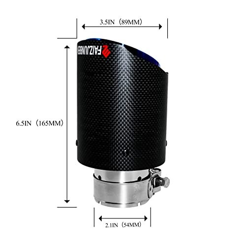 FAIZJUNBEN Roasted Blue Carbon Fiber Car Exhaust Tip 2.1 inch Inlet 3.5 Inch Outlet Exhaust Muffler Tip Carbon Fiber Exhaust Pipe for 2-2.1 Inch Exhaust Pipe - Image 3