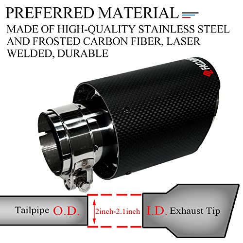 FAIZJUNBEN Roasted Blue Carbon Fiber Car Exhaust Tip 2.1 inch Inlet 3.5 Inch Outlet Exhaust Muffler Tip Carbon Fiber Exhaust Pipe for 2-2.1 Inch Exhaust Pipe - Image 2