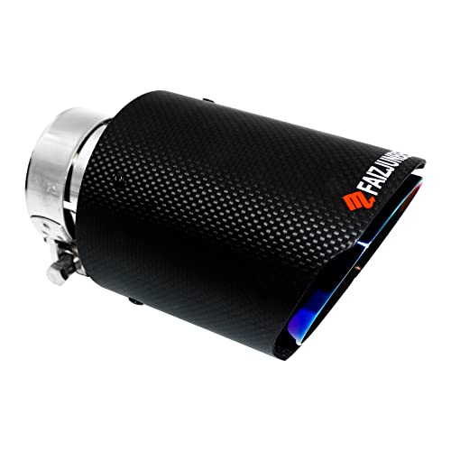 FAIZJUNBEN Roasted Blue Carbon Fiber Car Exhaust Tip 2.1 inch Inlet 3.5 Inch Outlet Exhaust Muffler Tip Carbon Fiber Exhaust Pipe for 2-2.1 Inch Exhaust Pipe - Image 5