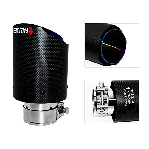 FAIZJUNBEN Roasted Blue Carbon Fiber Car Exhaust Tip 2.1 inch Inlet 3.5 Inch Outlet Exhaust Muffler Tip Carbon Fiber Exhaust Pipe for 2-2.1 Inch Exhaust Pipe - Image 4