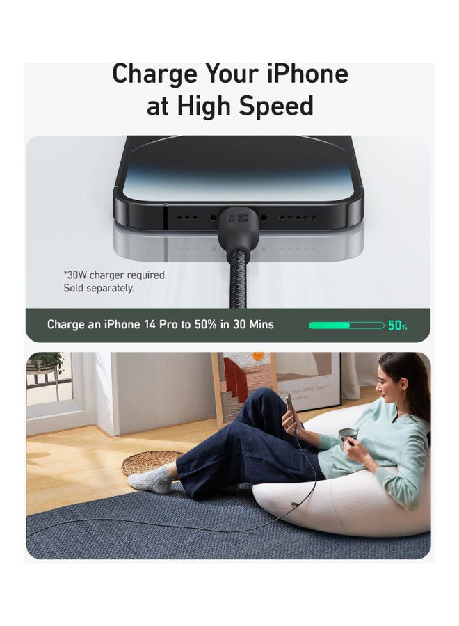 Anker 542 USB-C to Lightning Bio-Nylon 6ft Cable A80B6H11 Black - Image 3